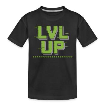 LVL UP Gamer Shirt – Pixel Look - Kids' Premium Organic T-Shirt - black - Front