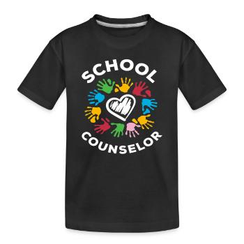 Schulberater Herz Handabdrücke - Kinder Premium Bio T-Shirt - Schwarz - Vorne