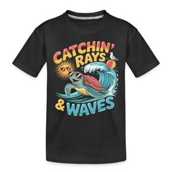 Surfing Turtle – Good Mood Summer Motif - Kids' Premium Organic T-Shirt - black - Front