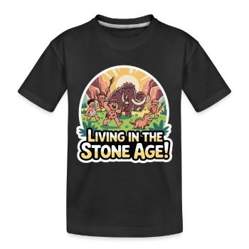 HÖHLENMENSCHEN, DIE IN DER STEINZEIT LEBEN - Kinder Premium Bio T-Shirt - Schwarz - Vorne