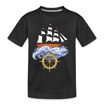 Segelschiff - Kinder Premium Bio T-Shirt - Schwarz - Vorne