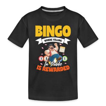 Bingo où crier en public est récompensé - T-shirt bio Premium Enfant - noir - Devant