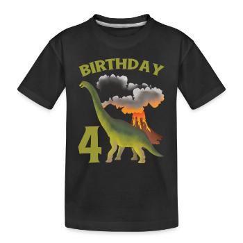 4 ans anniversaire garçon Dino Volcano - T-shirt bio Premium Enfant - noir - Devant
