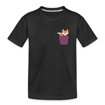 Fox in breast pocket - Kids' Premium Organic T-Shirt - black - Front