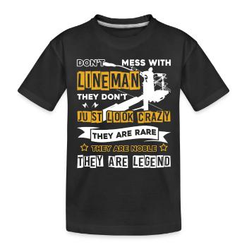 Lineman Don't Mess With Lineman - Kids' Premium Organic T-Shirt - black - Front