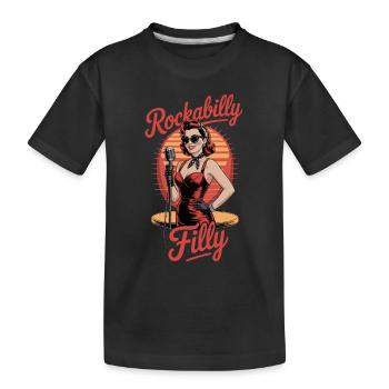 Rockabilly Filly Retro Style - Kids' Premium Organic T-Shirt - black - Front