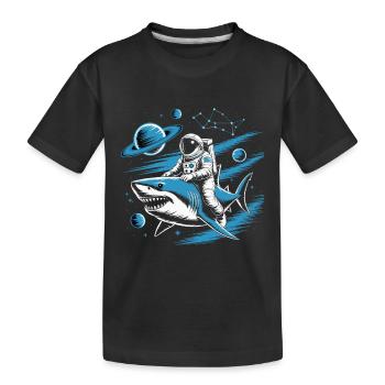 Kosmischer Hai und Astronaut - Kinder Premium Bio T-Shirt - Schwarz - Vorne