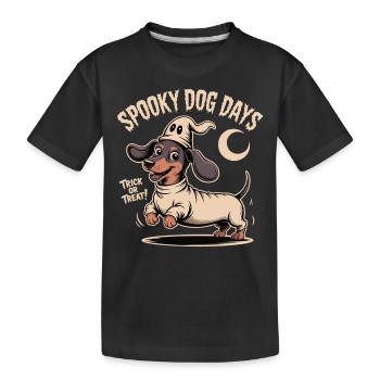 Spooky Dog Days – Funny Dachshund for Halloween - Kids' Premium Organic T-Shirt - black - Front