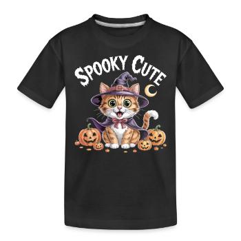 Chat sorcière mignon - Chemise d’Halloween mignonne effrayante - T-shirt bio Premium Enfant - noir - Devant