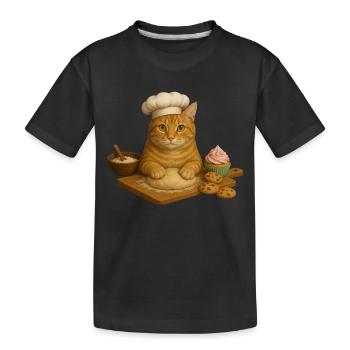 Cat Baking - Kids' Premium Organic T-Shirt - black - Front