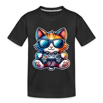 Cat Gaming Gamer - T-shirt bio Premium Enfant - noir - Devant