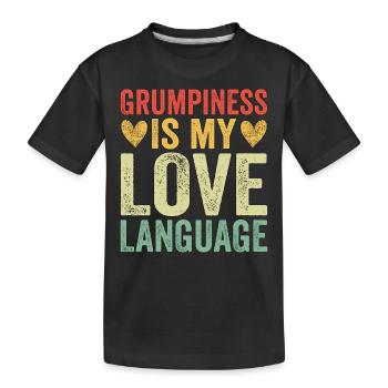 La mauvaise humeur est mon langage d’amour - T-shirt bio Premium Enfant - noir - Devant