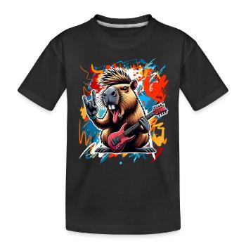 Capybara, guitariste de rock and roll - T-shirt bio Premium Enfant - noir - Devant