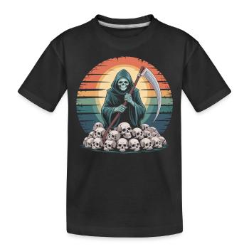 Grim Reaper with Skulls – Dark Halloween Shirt - Kids' Premium Organic T-Shirt - black - Front