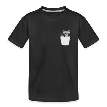 Raccoon in breast pocket - Kids' Premium Organic T-Shirt - black - Front