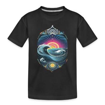 Vagues fascinantes et lever de soleil dans le - T-shirt bio Premium Enfant - noir - Devant