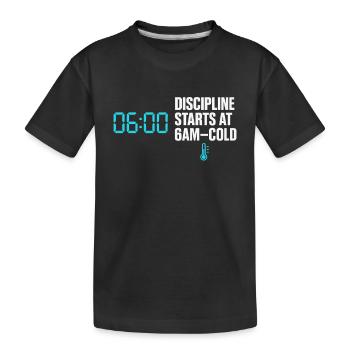 Kaltes Duschen Mentale Härte Kälteexposition - Kinder Premium Bio T-Shirt - Schwarz - Vorne