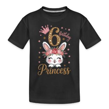 6. Geburtstag Prinzessin Häschen - Kinder Premium Bio T-Shirt - Schwarz - Vorne
