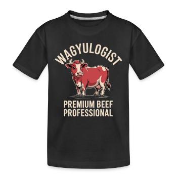 Wagyulogist Wagyu Rind Grillmeister Japan Steak - Kinder Premium Bio T-Shirt - Schwarz - Vorne