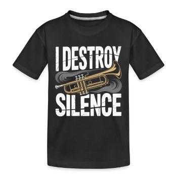 Trumpet I Destroy Silence - Kids' Premium Organic T-Shirt - black - Front