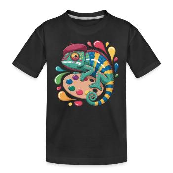 Künstler Chamäleon Mit Palette Für Kreative Köpfe - Kinder Premium Bio T-Shirt - Schwarz - Vorne