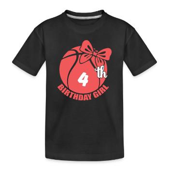 Basketball 4. Geburtstag Basketballerin - Kinder Premium Bio T-Shirt - Schwarz - Vorne