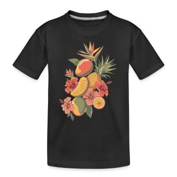 Arrangement de fruits exotiques et de fleurs - T-shirt bio Premium Enfant - noir - Devant