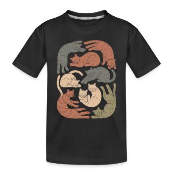 Relaxed Boho Cat Pattern - Kids' Premium Organic T-Shirt - black - Front
