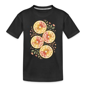Zitrusfrüchte Mit Blumenmuster - Kinder Premium Bio T-Shirt - Schwarz - Vorne