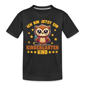 Kindergarten Owl I'm Now a - Kids' Premium Organic T-Shirt - black - Front