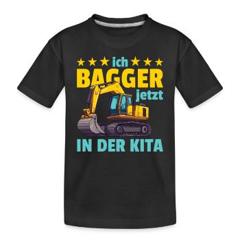 ich bin ein Kitakind Kita Einhorn - Kinder Premium Bio T-Shirt - Schwarz - Vorne