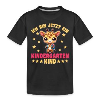 Kindergarten Giraffe Ich bin jetzt ein - Kinder Premium Bio T-Shirt - Schwarz - Vorne
