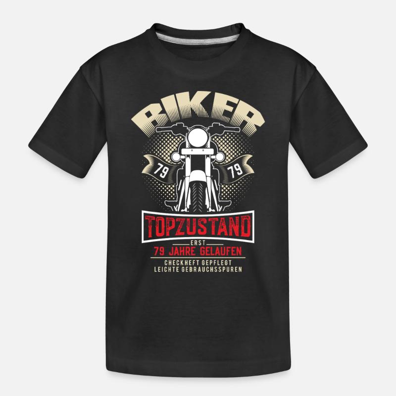 79. Geburtstag Motorradfahrer Motorrad - Kinder Premium Bio T-Shirt - Schwarz