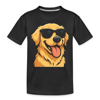 Cool Dog With Sunglasses Illustration - Kids' Premium Organic T-Shirt - black - Front