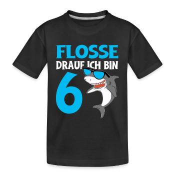 6 Years Shark Birthday Motif Boys Gift - Kids' Premium Organic T-Shirt - black - Front