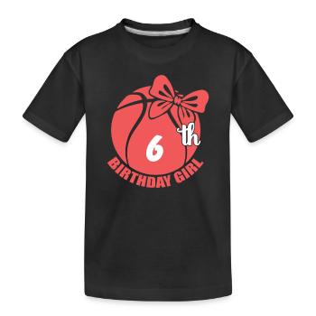 Basketball 6. Geburtstag Basketballerin - Kinder Premium Bio T-Shirt - Schwarz - Vorne