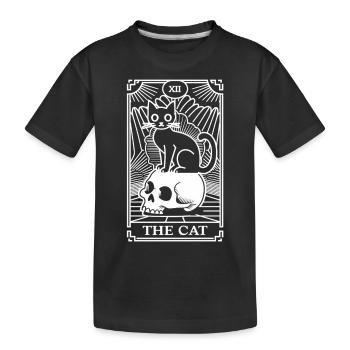 Tarot Katze Totenkopf Shirt - Kinder Premium Bio T-Shirt - Schwarz - Vorne