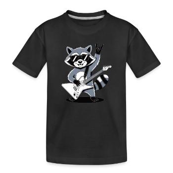 Rock Raccoon – with Guitar & Rock Style - Kids' Premium Organic T-Shirt - black - Front