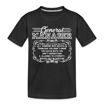 General Manager Definition - Kids' Premium Organic T-Shirt - black - Front