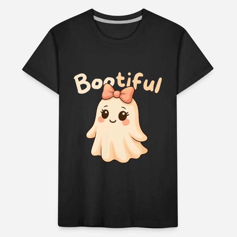 Bootiful Cute Ghost with Bow Kids' Premium Organic T-Shirt