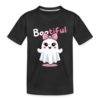 Bootiful Geist suess mit Schleife - Kinder Premium Bio T-Shirt - Schwarz - Vorne