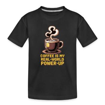 Coffee is my Real-World Power-Up– Gamer & Kaffee - Kinder Premium Bio T-Shirt - Schwarz - Vorne