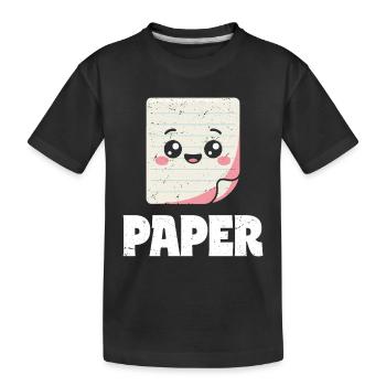 Schere Stein Papier Gruppe Schulspiel Papier Figur - Kinder Premium Bio T-Shirt - Schwarz - Vorne