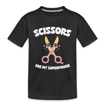 Les ciseaux sont mon superpouvoir - Ciseaux Stone Paper - T-shirt bio Premium Enfant - noir - Devant
