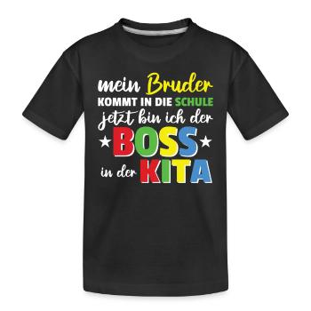 Mon frère va à l’école - Kita - T-shirt bio Premium Enfant - noir - Devant