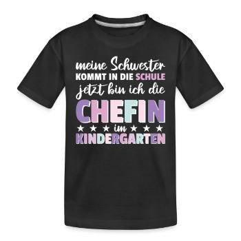 Ma sœur va à l’école... - T-shirt bio Premium Enfant - noir - Devant