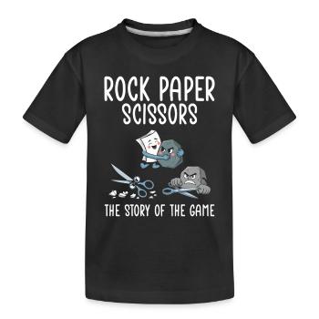 Rock, paper, scissors, the history of the game - Kids' Premium Organic T-Shirt - black - Front