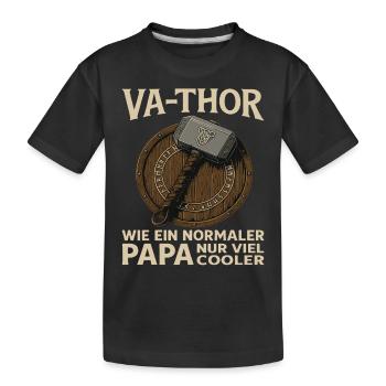 VA-THOR – Papa Design mit Mjölnir & Runen - Kinder Premium Bio T-Shirt - Schwarz - Vorne