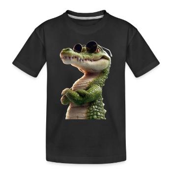 Krokodil Alligator Reptilien Kroko Liebe Krokodile - Kinder Premium Bio T-Shirt - Schwarz - Vorne