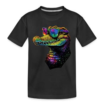 Krokodil Alligator Reptilien Kroko Liebe Krokodile - Kinder Premium Bio T-Shirt - Schwarz - Vorne